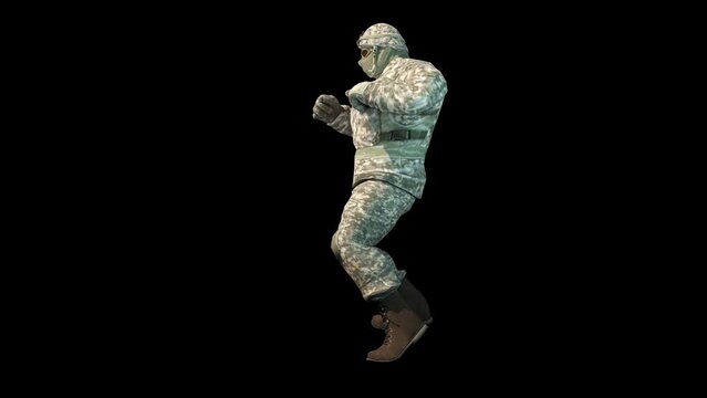 Special Forces soldier performs combat techniques
