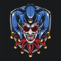 creepy clown head vector logo