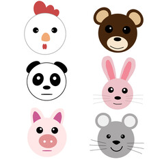 
Cartoon avatar from the collection of cute wild and domestic animals portrait of children's characters on a white background. Template icon. Logo, sticker.