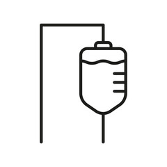 Iv Drip Line Icon. Infusion Medical Bag Linear Pictogram. Medicine Treatment, Intravenous Injection Outline Icon. Infusion Medication Aid in Hospital. Editable Stroke. Isolated Vector Illustration