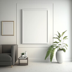 photo frame on background, basic setting, ideal for displaying artwork, photos, or printed materials. Generative AI