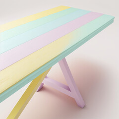 colorful wooden table on white background, generative AI, empty space - obrazy, fototapety, plakaty
