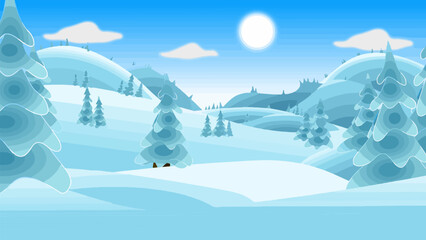 Naklejka na ściany i meble Winter Landscape Ice Cold Christmas Snow
