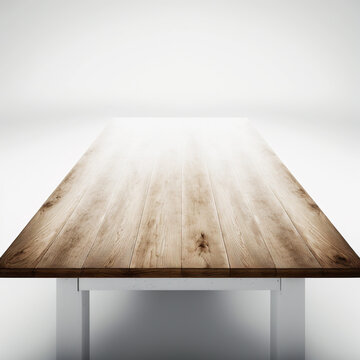 Fototapeta the white background with the wooden table. Generative AI
