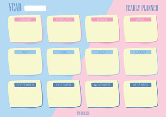 Vector   digital Yearly planner templates.