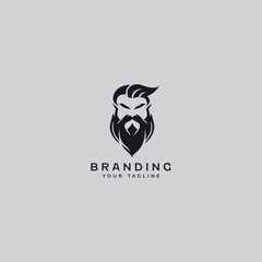 Beard Man Vector Logo Design Template
