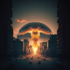 smoke cloud, nuclear bomb, nuclear mushroom, the concept of the apocalypse. generative AI - obrazy, fototapety, plakaty