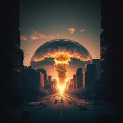 smoke cloud, nuclear bomb, nuclear mushroom, the concept of the apocalypse. generative AI - obrazy, fototapety, plakaty