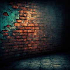 Obraz premium Old red brick wall. AI generative.