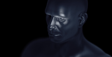 3d medical illustration of a man's head and torso