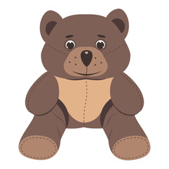 Bear. Toy. Cartoon character. Animal. Used for web design, interior design, collage, print, stickers, magazines, children's games. Vector. Graphics