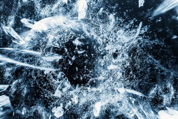 氷の破片が飛び散る抽象的な背景
