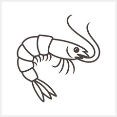 Doodle shrimp, spiny lobster, lobster icon Engraving sea animal Vector stock illustration EPS 10 