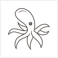 Doodle underwater oktopus animal isolated Hand drawn art line Coloring page book. Engraving sea life. Vector stock illustration. EPS 10