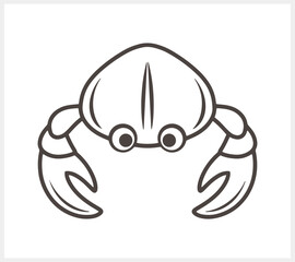 Doodle underwater animal isolated. Crab sketch hand drawn art line. Coloring page book. Engraving sea life. Vector stock illustration. EPS 10