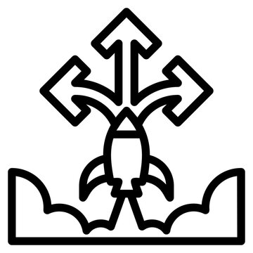 rocket launch with arrows, black outline clip art preview