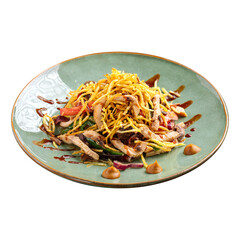 Chicken salad with pai potatoes and mushrooms