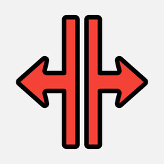 Split arrow icon vector illustration in filled line style, use for website mobile app presentation