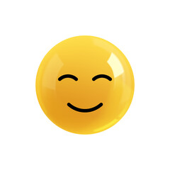 Emoji face nice smile. Emotion Realistic 3d Render. Icon Smile Emoji. Yellow glossy emoticons.