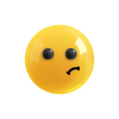 Emoji face misunderstanding. Realistic 3d design. Emoticon yellow glossy color. Icon in plastic cartoon style isolated on white background. 