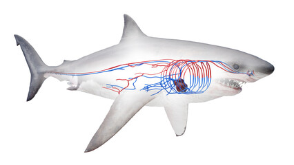 3D rendered illustration of a shark's cardiovascular system