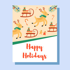 Modern universal art templates. Christmas card with cute elements. illustration.