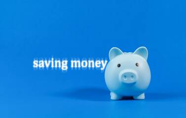 finance banking savings account blue piggy bank blue background, save money, save money, invest for the future, for personal account money saving concept.