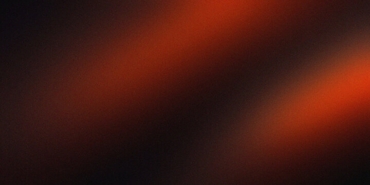 Grainy abstract dark background with beams of a blurry red and orange light gradient blur light beams, wide wallpaper for web design and ad banners
