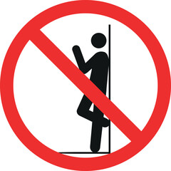 Do not lean on doors sign vector. Travel Signs and Symbols.