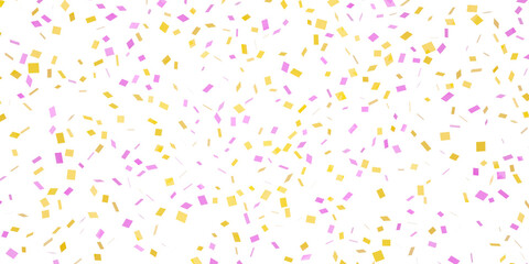 gold and pink confetti on transparent background 3d illustration