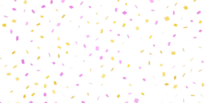 gold and pink confetti on transparent background 3d illustration
