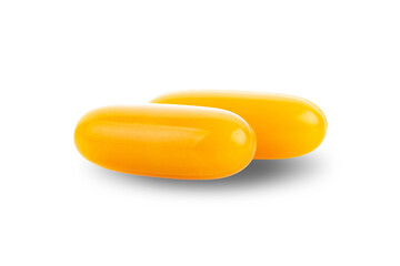 Fish oil pill on white background