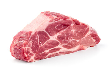 Raw pork shoulder steaks, isolated on white background. High resolution image.