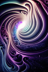 Obraz premium Surreal colorful spinning dark background. Wallpaper with abstract wavy shapes. Texture with curvy organics psychedelic shapes. Generative ai