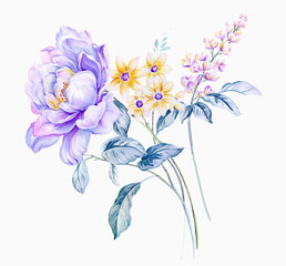Flowers watercolor illustration. Manual composition.Design for cover, fabric, textile, wrapping paper . - 567284110
