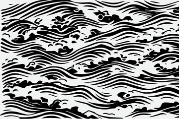 Seamless pattern with hand drawn wavy lines, editable EPS vector format