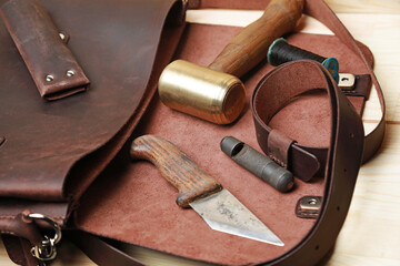 leather products are made by hand using tools