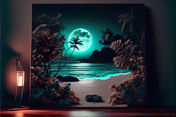 tropical island in the night