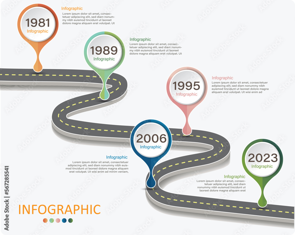 Poster vector infographic showing timelines in the occurrence of milestones. or sequence of time it is a cu