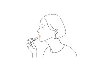 リップ/ 口紅を塗る女性のイラスト_1
