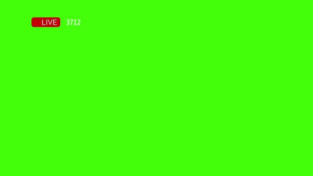 Live Box Sign Indicator With Record Symbol Animation and Viewer Count animation on Green screen.