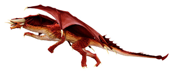 3D Rendering Fairy Tale Dragon on White