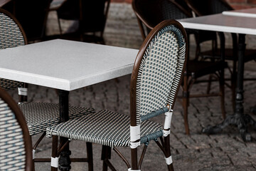 Outdoor cafe with wicker furniture