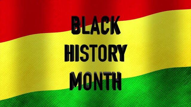 Black history month animation flag and 3d text video