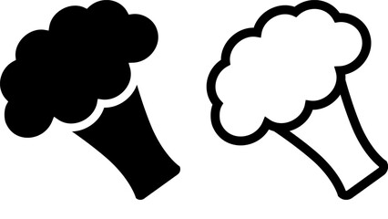 Broccoli, vector icon. Broccoli is black in color and with a black outline. Can be used as a logo, icon.