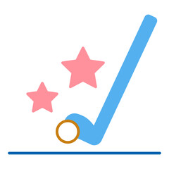 Golfer's club hitting the ball - icon, illustration on white background, flat color style