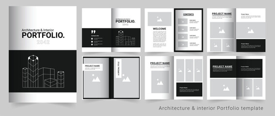 Architecture portfolio or Interior Portfolio template - obrazy, fototapety, plakaty