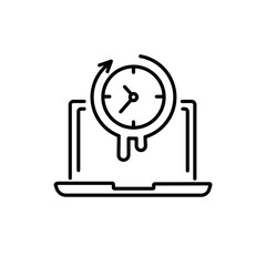 Waste time black line icon. Editable stroke.