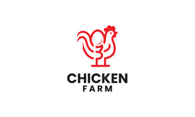 Chicken Farm logo. Monogram unique logo