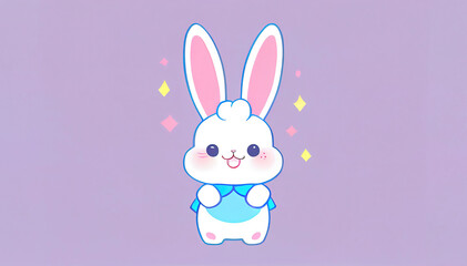 Happily smiling easter rabbit cartoon character as easter greeting card design illustration (Generative AI)